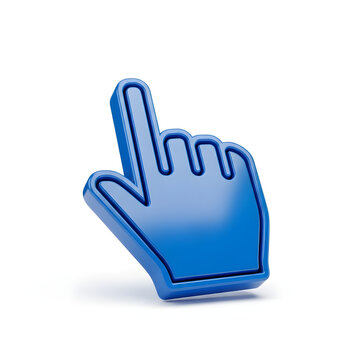 3d blue mouse click icon with finger