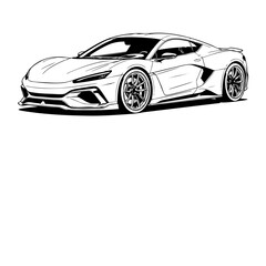 Fototapeta premium Futuristic electric sports car line art illustration of a modern luxury vehicle