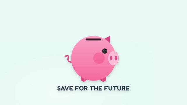 Modern minimalist pink piggy bank graphic representing smart savings for a brighter future ahead