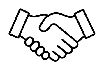 Hand traced vector icon illustration depicting a classic handshake between two hands in formal suits, symbolizing agreement, partnership, cooperation, and trust in business dealings © Haris