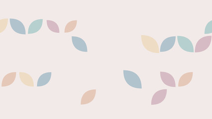 Delicate pastel foliage motifs float across a warm blush background, creating a calm, modern botanical design suited to websites, stationery, packaging, and seasonal projects. © Eldorado.S.Vector