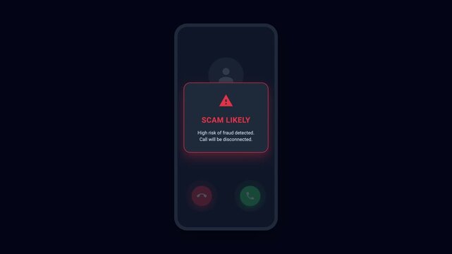Modern mobile phone screen displaying an incoming call from an unknown number, offering choices to accept or decline.