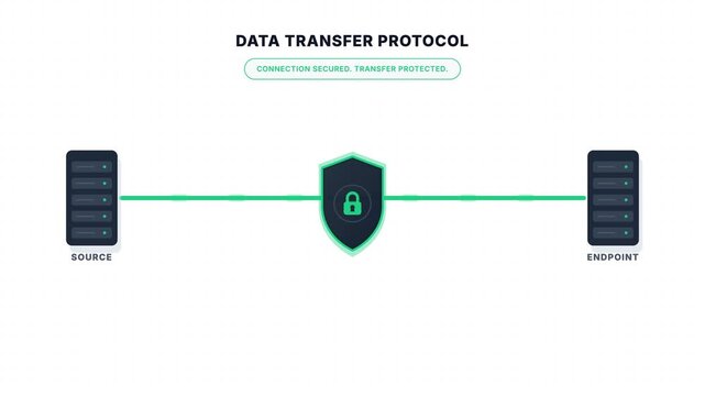 Visualizing secure data transfer protocols being deployed between source and endpoint systems