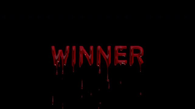 WINNER bloody announcement text, dripping blood result card for giveaway reveals, tournament results and horror themed contest videos