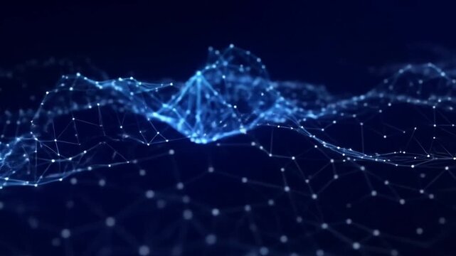 Abstract digital network structure with glowing blue connection points