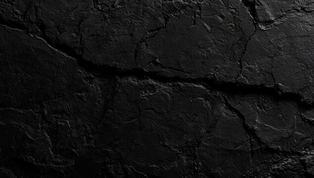 Dark, textured surface with deep cracks, resembling fractured rock or rough, aged material