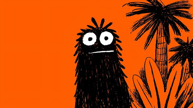 A comical animal on a red background. Illustration on the theme of humor, characters, and comics.