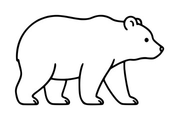 Fototapeta premium Hand-drawn vector illustration of a brown bear walking in profile, featuring clean black outlines on a white background, perfect for wildlife and nature-themed graphic design projects