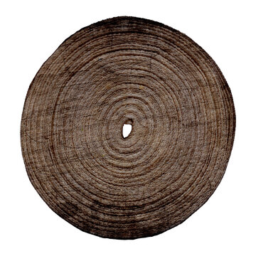 cross section of tree stump. coiled dark brown jute mat photo - round braided hemp fiber coaster
