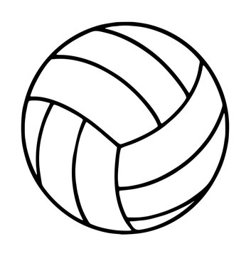 Hand-traced vector illustration of a classic netball ball, featuring curved panel seams in a simple black outline icon style, perfect for sports graphics and athletic design projects