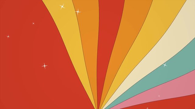 Colorful Retro Sunburst Background with Groovy Rays