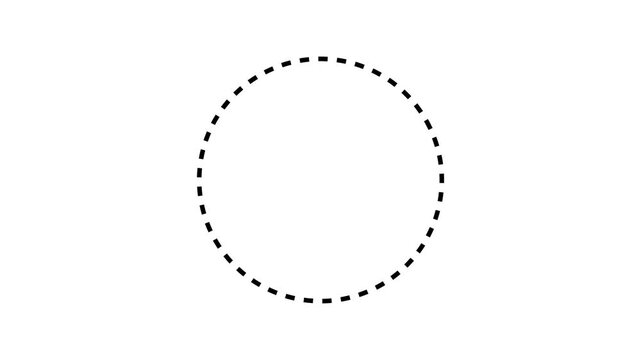 Dashed-line circle frame animation, slowly rotating dashed-line circle, transparent background, 4K video