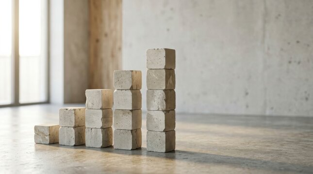 Ascending Stone Blocks Representing Growth and Development