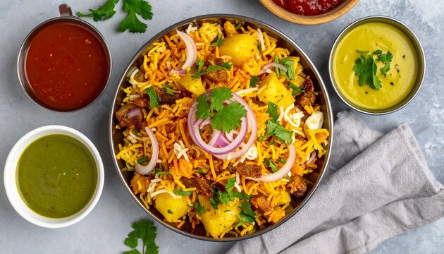 Delicious Indian Bhel Puri Served with Fresh Ingredients and Savory Chutneys