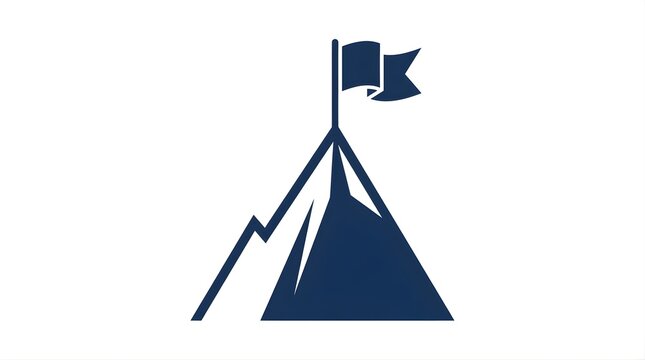 Mountain peak with flag icon representing success and achievement goals
