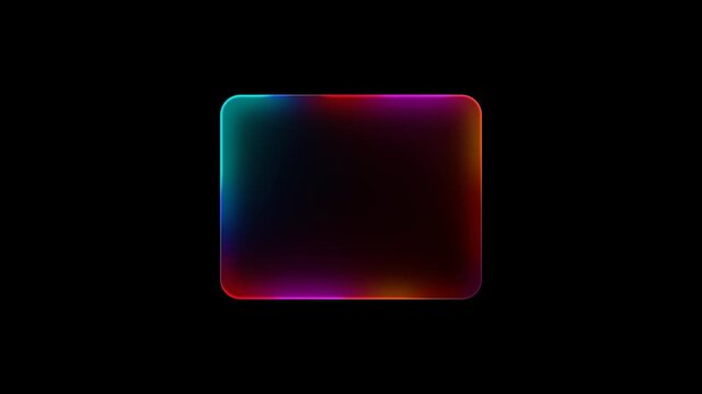 RGB Neon Rounded Rectangle Frame with Glowing Light Effect