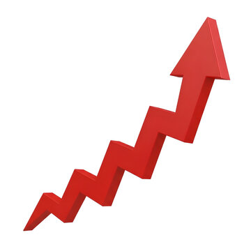 Red upward zigzag arrow vector illustration