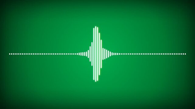 A bright digital sound pulse displays rhythmic oscillations across a vibrant emerald display screen to represent high fidelity electronic music signals being captured during real time audio