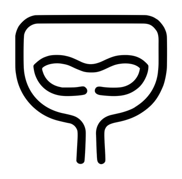 Hand-drawn black brow stencil vector icon illustration outlining symmetrical eyebrow shape with curved guide lines for beauty and makeup template design