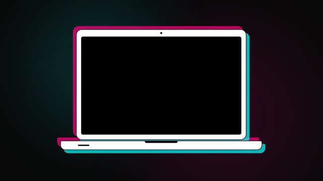 A vibrant laptop screen displays a deep darkness while showcasing colorful chromatic aberration effects that ripple across the frame to symbolize digital glitches within our modern technology