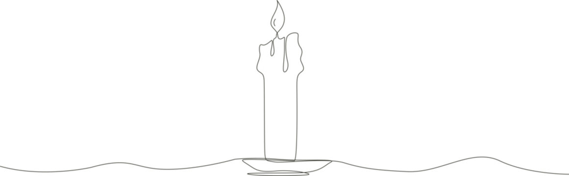 Candle minimalist single line art illustration , candle elegant black and white. candle background design