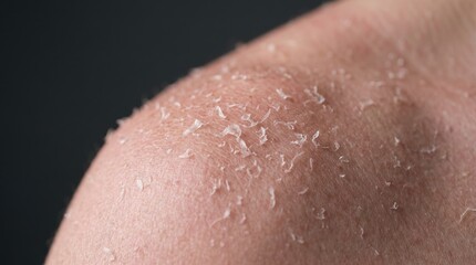 Fototapeta premium Extreme close up of sun damaged peeling skin on shoulder