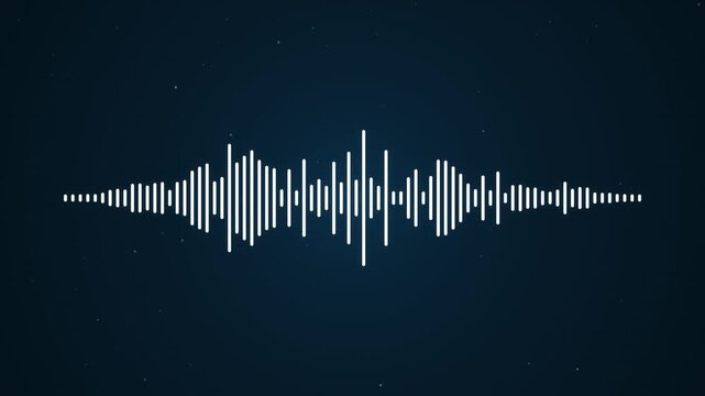 Audio Waveform Sound Frequency Spectrum Equalizer Animation on Dark Blue Background