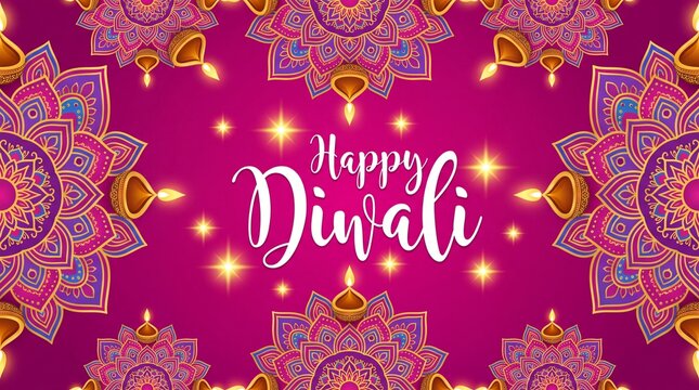 Happy diwali, deepavali the indian festival celebration on color background