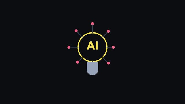 Artificial intelligence bulb with connections and dots pulsing dynamically, representing innovation and new ideas, abstract technology background.