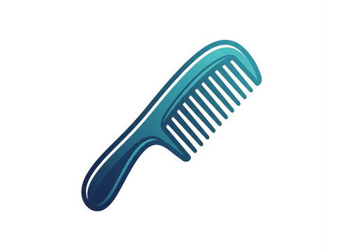 Blue plastic hair comb vector icon for grooming and hair care tools.