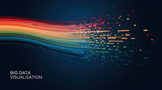 3D web of glowing cyan teal light points and connecting lines on dark blue backdrop, grid‑arranged data nodes converging to central focal point with selective blur