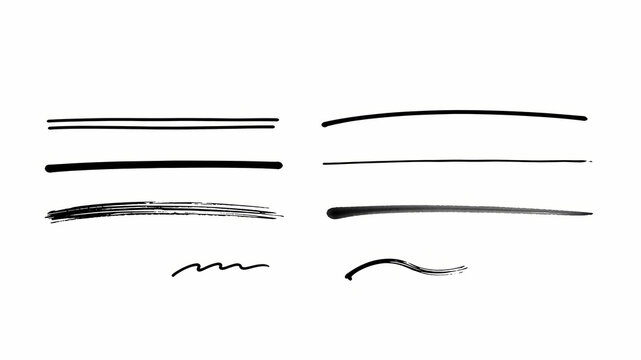 Black Hand Drawn Underline and Brush Strokes Set