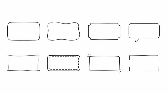 Hand Drawn Blank Frames and Label Boxes Set