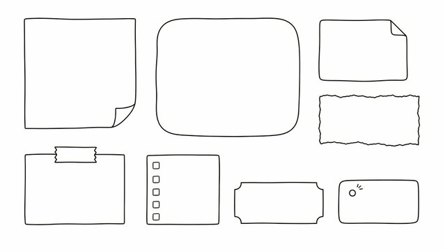 Hand Drawn Large Note Frames and Memo Boxes Set