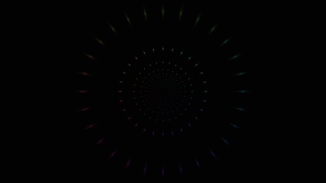 Rainbow Neon Tunnel Background A vibrant tunnel made of neon lights spins and changes colors. The scene is dark, which makes the bright lights stand out and draw attention. This can be used for vario