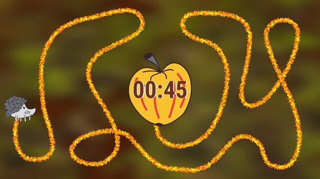 The Hedgehog is looking for an Apple - Cartoon Countdown 50 seconds with timer 50 to 0 