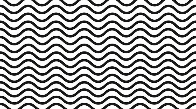 Elegant seamless black wavy horizontal lines pattern on white, perfect for minimalist backgrounds and versatile graphic design projects