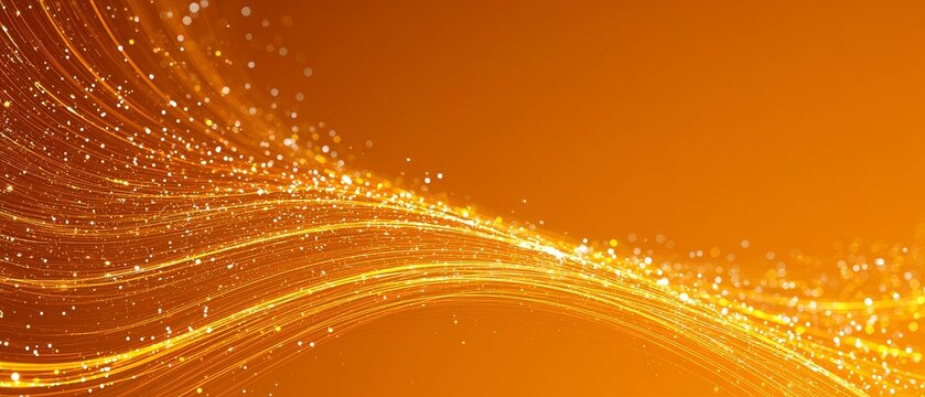 Futuristic glowing data connections in an orange background representing ai and machine learning technology