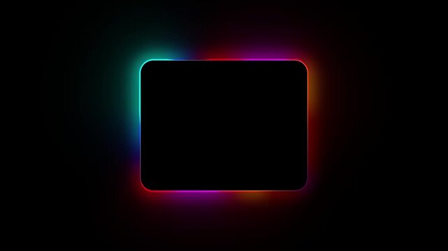 RGB Neon Rounded Square Frame with Glowing Light Effect