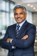 Fototapeta premium Man in suit confidently posing with hands on hips.