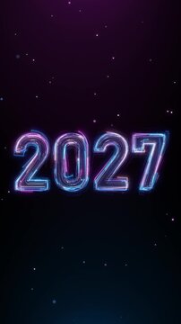 Futuristic 2027 luminous cyan, magenta and violet neon trails background. Ideal for New Year countdowns, 19 launches, event openers, digital signage, broadcast packages social media promotions