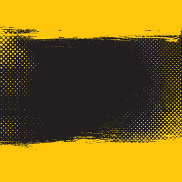 Yellow and black grunge halftone dots background design