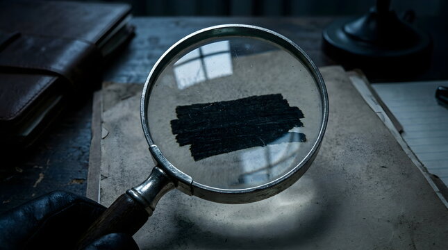 Vintage Magnifying Glass on Redacted File
