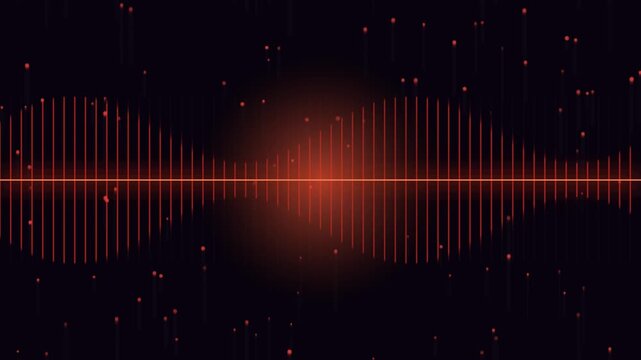 Abstract sound waves pulsing with light in digital space