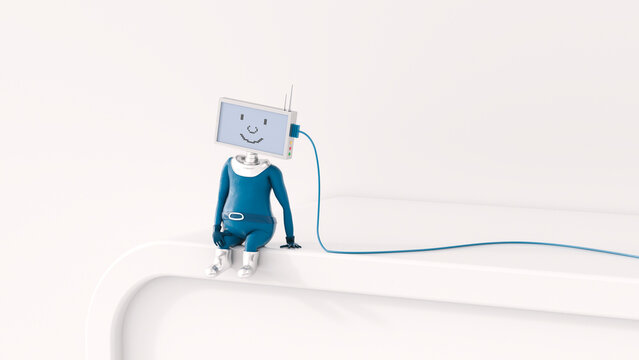 3D Rendering, Figurine charging, artificial intelligence