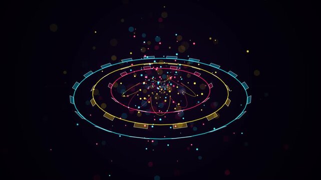 Futuristic Stellar Fusion Reactor with Orbiting Swarm Rings 4K Motion Background