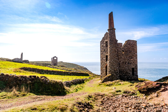Historic Botallack Mine ruin on the coast of West Cornwall
