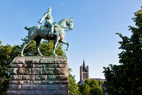 Kaiser Wilhelm statue stands before Great Saint Martin Church