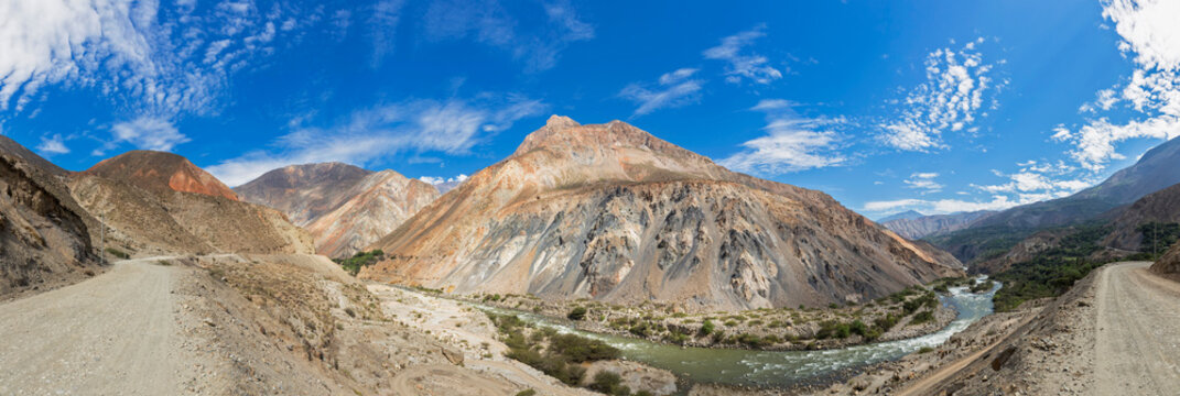 Peru, Andes, Cordillera Negra, Road 3N, Canon del Pato and Rio Santa
