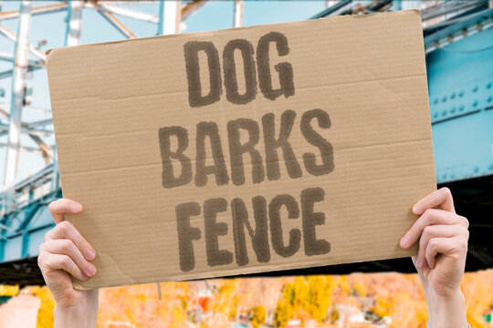 "Dog Barks Fence" Neighbor pet noises at passersby. DOG. BARKS. FENCE. NEIGHBOR. NOISES.